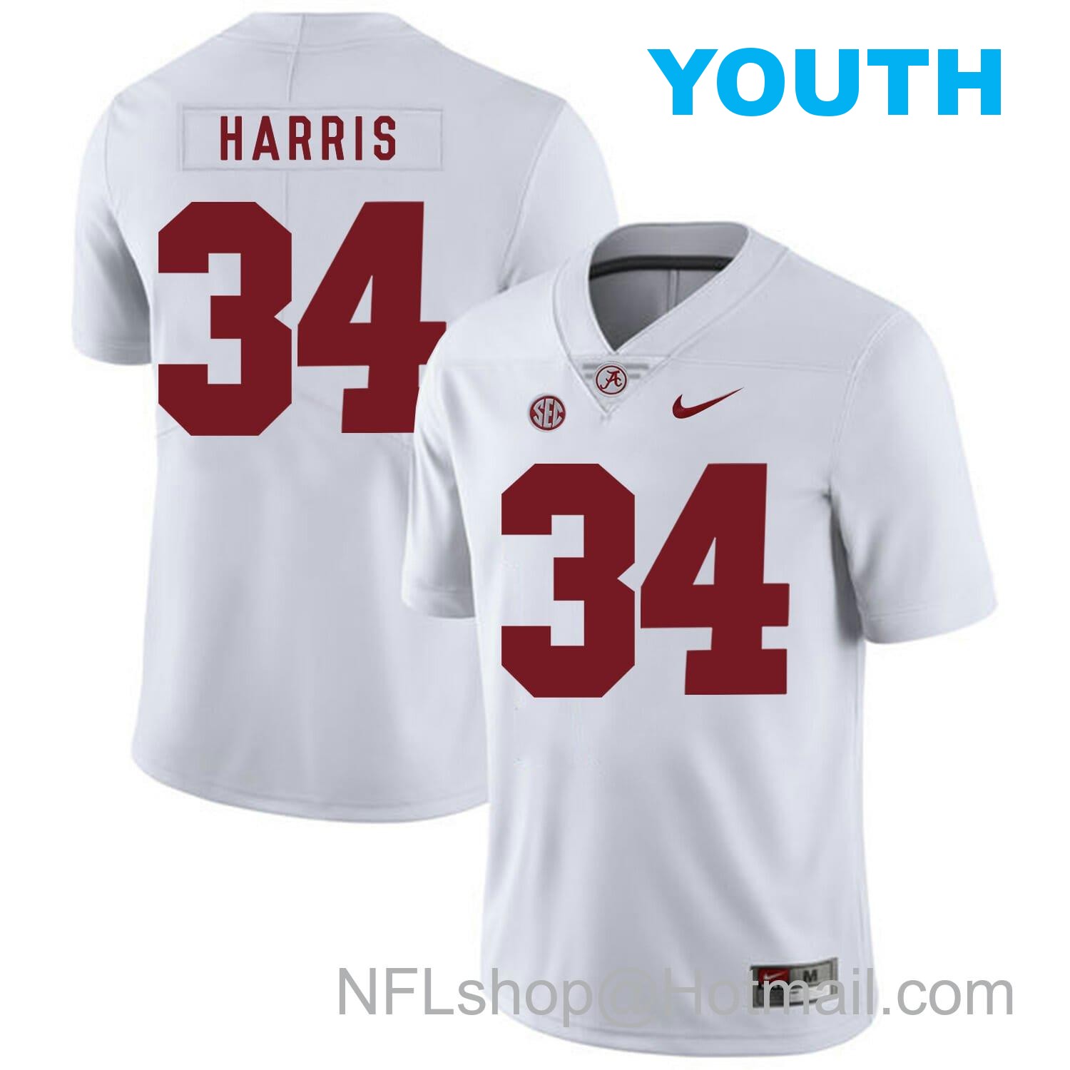 Nike Youth Alabama Crimson Tide #34 Damien Harris College Football Jersey White