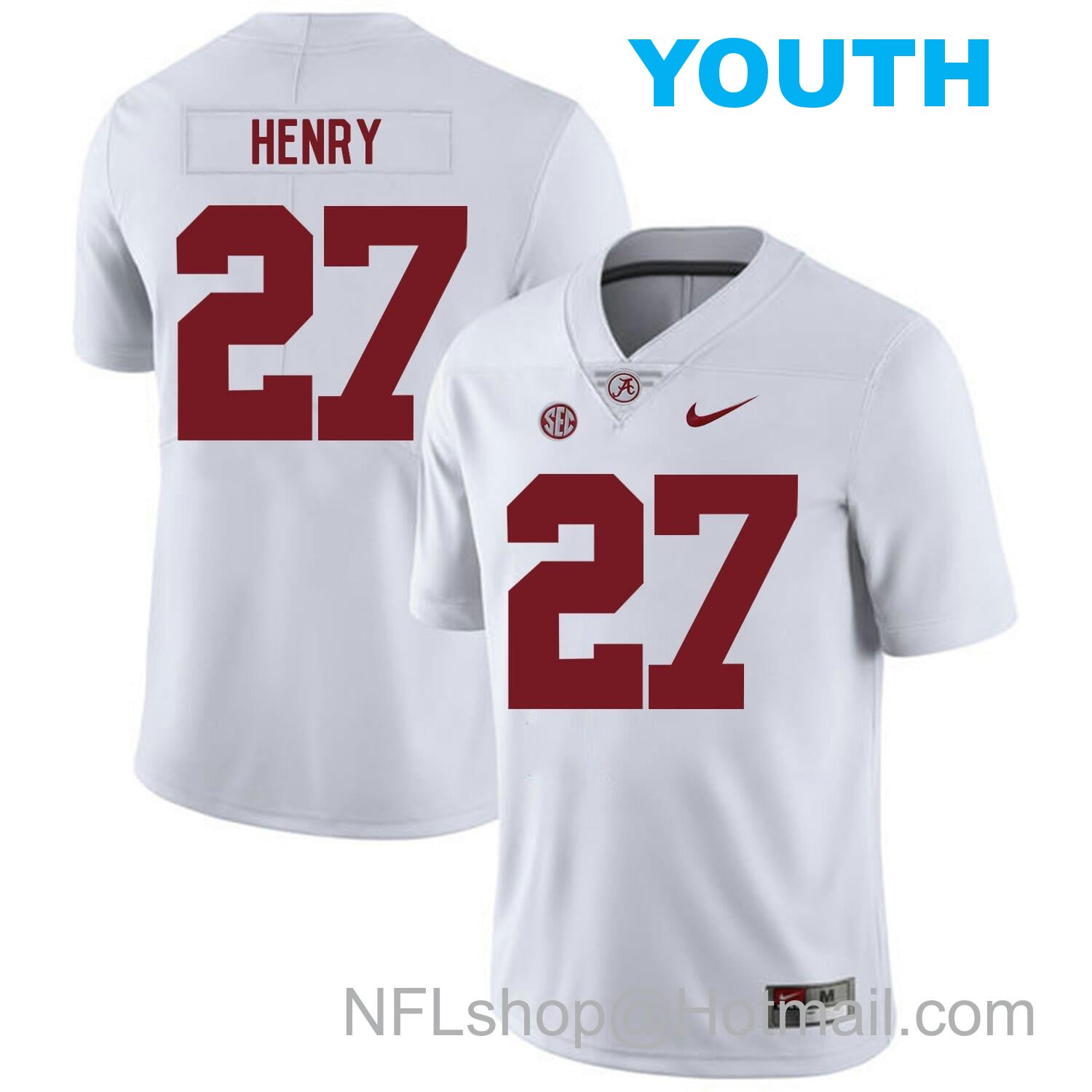 Nike Youth Alabama Crimson Tide #27 Derrick Henry College Football Jersey White