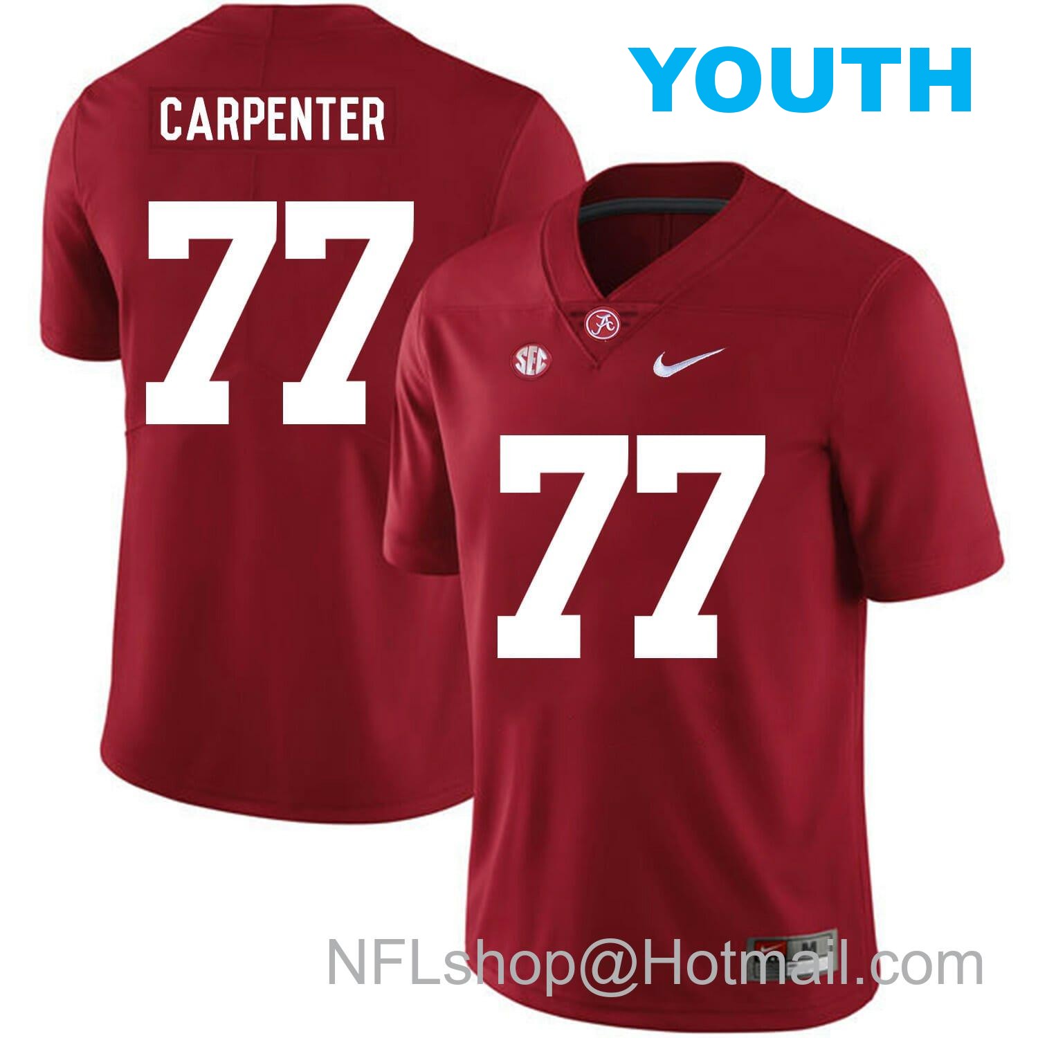 Nike Youth Alabama Crimson Tide #77 James Carpenter College Football Jersey Red