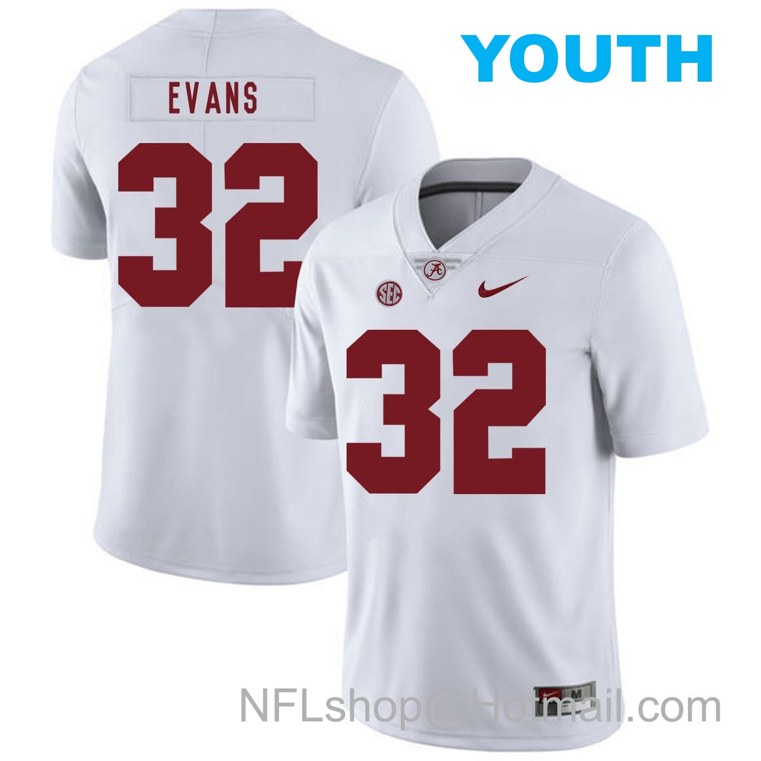 Nike Youth Alabama Crimson Tide #32 Rashaan Evans College Football Jersey White