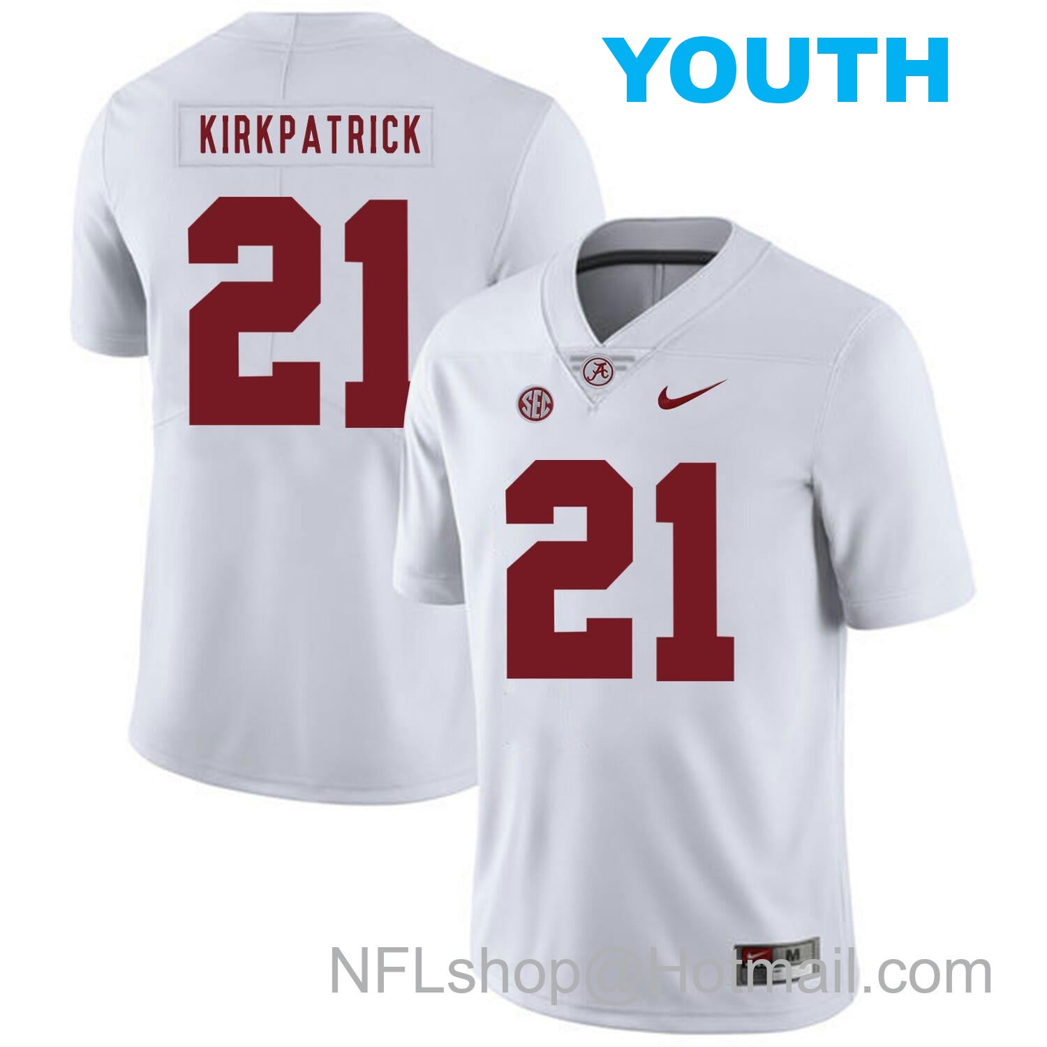 Nike Youth Alabama Crimson Tide #21 Dre Kirkpatrick College Football Jersey White