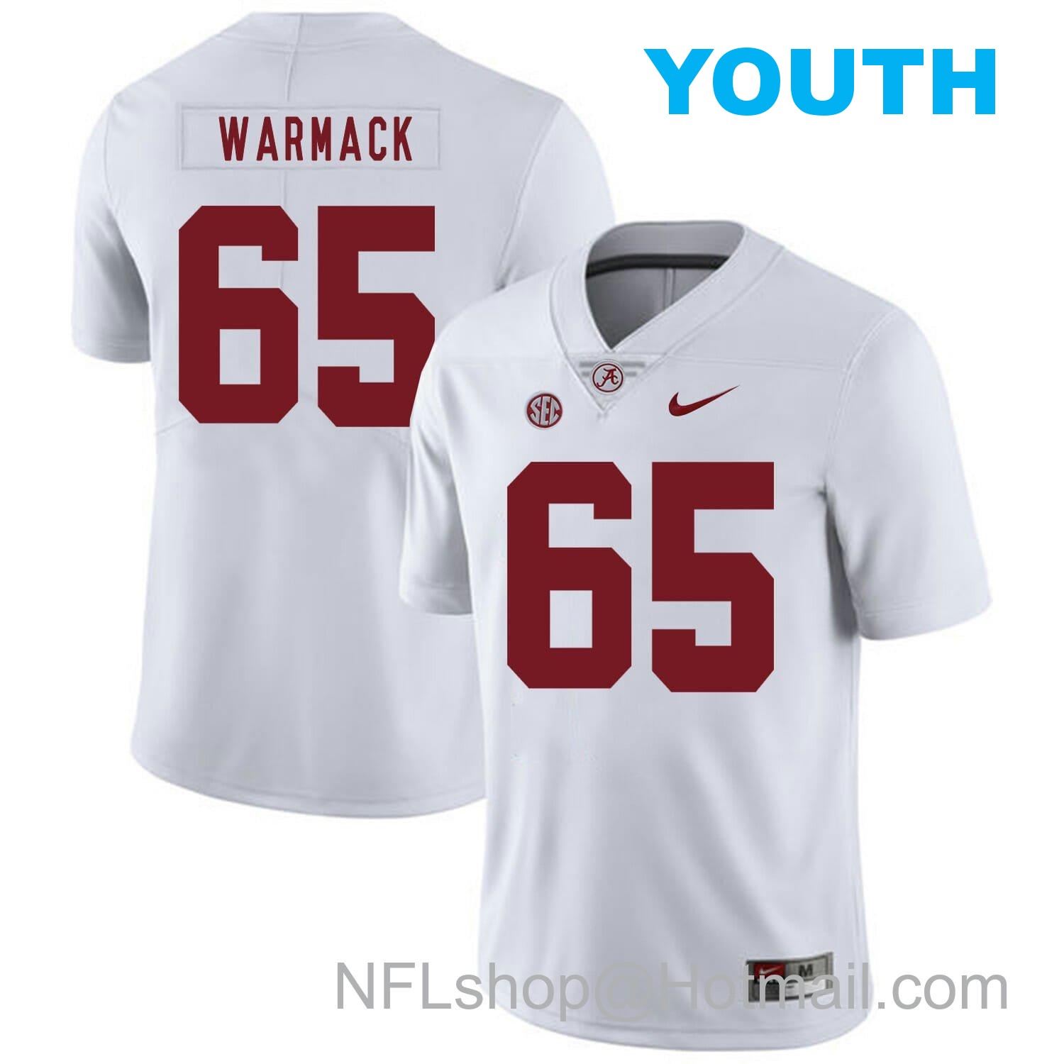 Nike Youth Alabama Crimson Tide #65 Chance Warmack College Football Jersey White