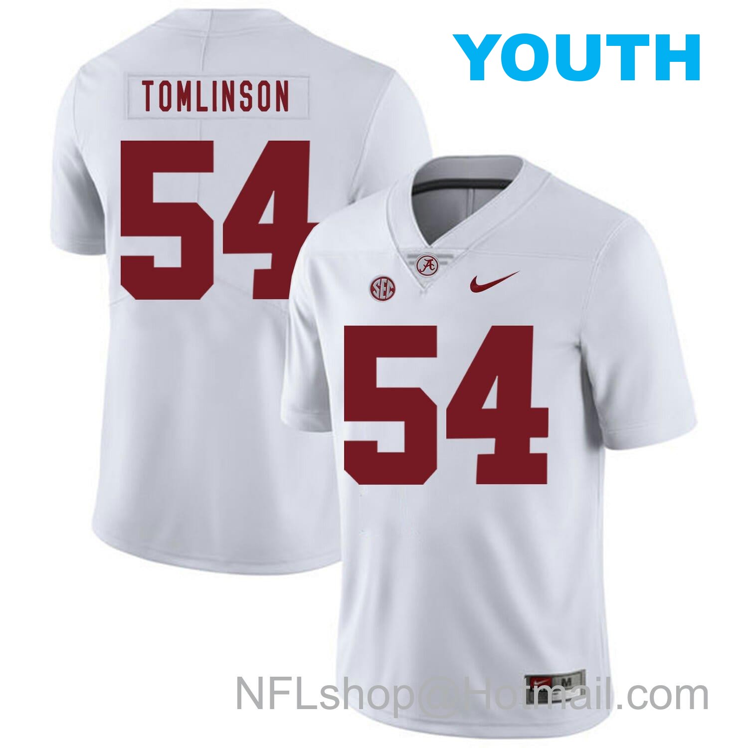 Nike Youth Alabama Crimson Tide #54 Dalvin Tomlinson College Football Jersey White