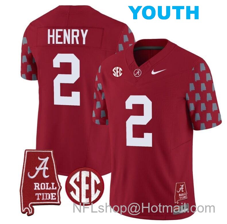 Nike Youth Derrick Henry Jersey #2 Alabama Crimson Tide Vapor College Football Limited Stitched Crimson