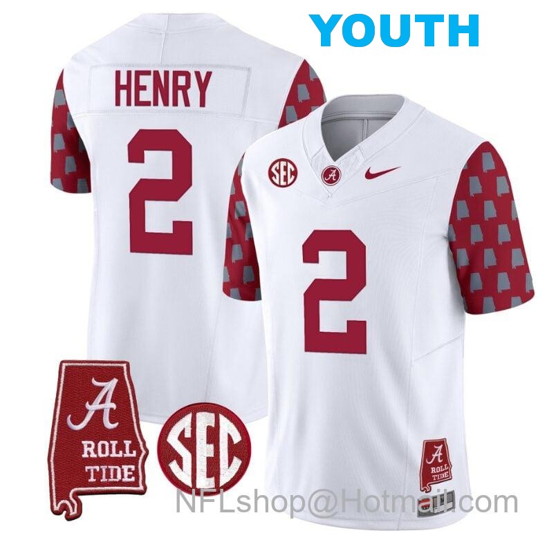 Nike Youth Derrick Henry Jersey #2 Alabama Crimson Tide Vapor College Football Limited Stitched Crimson Sleeves