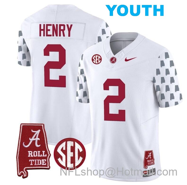 Nike Youth Derrick Henry Jersey #2 Alabama Crimson Tide Vapor College Football Limited Stitched White