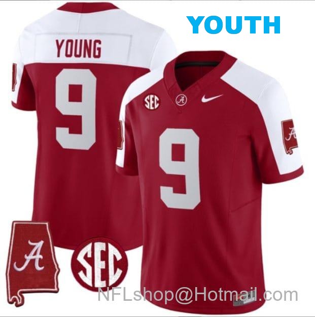 Nike Youth Bryce Young Jersey #9 Alabama Crimson Tide Vapor Stitched Football Alabama Map Alternate