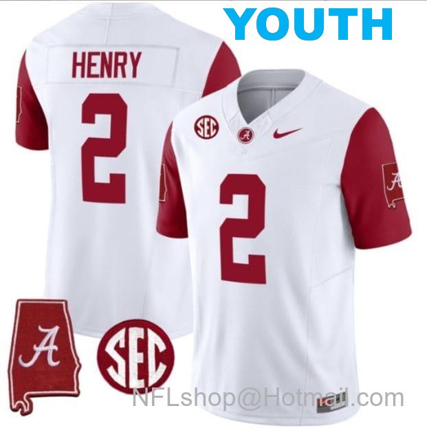 Nike Youth Derrick Henry Jersey #9 Alabama Crimson Tide Vapor Stitched Football Alabama Map Crimson Sleeves