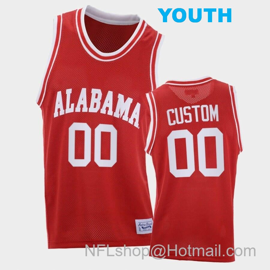 Nike Youth Custom Name Number Alabama Crimson Tide Red Throwback College Basketball Jersey