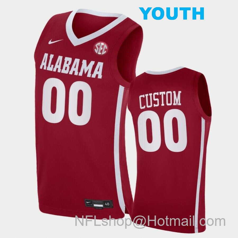 Nike Youth Custom Name Number Alabama Crimson Tide Crimson Replica College Basketball Jersey