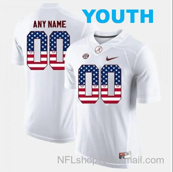 Nike Youth Alabama Crimson Tide Custom US Flag Fashion Jerseys White