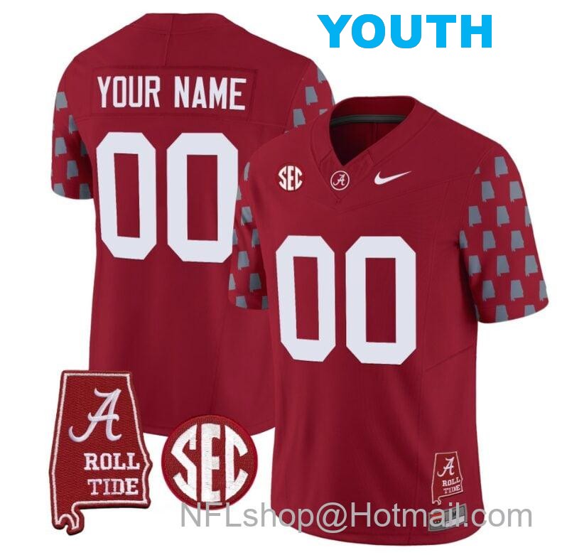 Nike Youth Custom Alabama Crimson Tide Jersey Name and Number Vapor College Football Limited Stitched Crimson