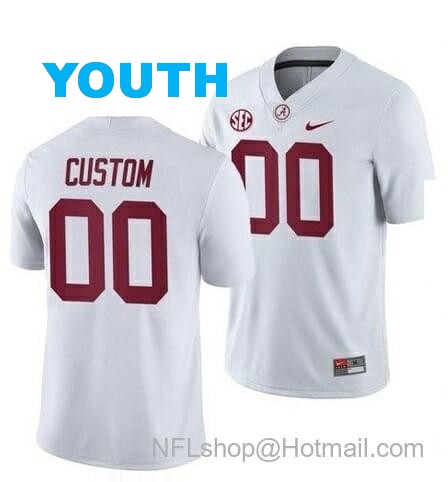 Nike Youth Alabama Crimson Tide Custom Jersey College Football White