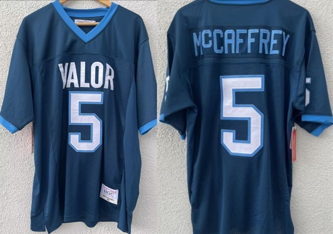 Men's Valor Academy High School #5 Christian Mccaffrey Navy Stitched Football Jerseys