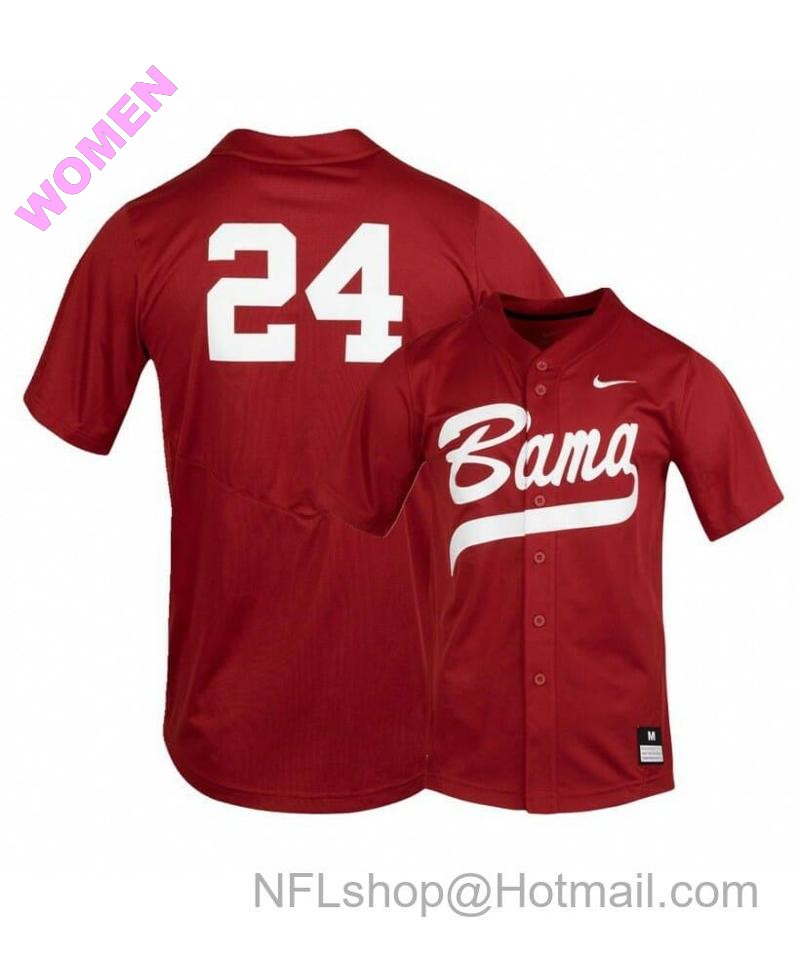 Women's Nike Alabama Crimson Tide 24 Kolby Robinson Red College Baseball Jersey