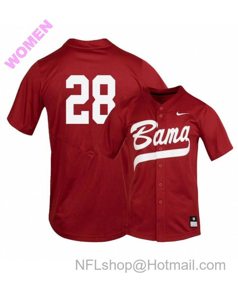 Women's Nike Alabama Crimson Tide 28 Gentry Tyler Red College Baseball Jersey