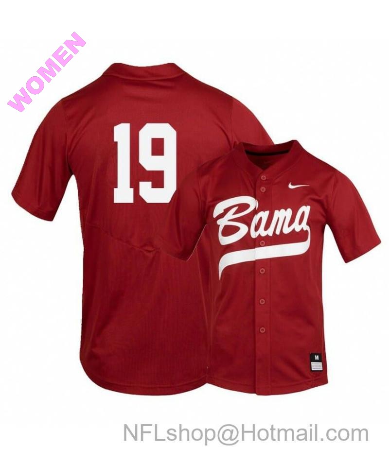 Women's Nike Alabama Crimson Tide 19 Sam Praytor Red College Baseball Jersey