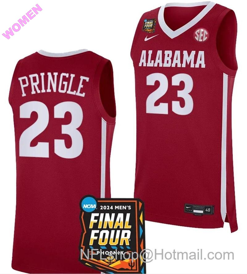 Women's Nike Nick Pringle Jersey #23 Alabama Crimson Tide 2024 NCAA March Madness Final Four Basketball Crimson