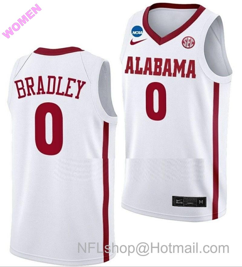 Women's Nike Jaden Bradley Jersey Alabama Crimson Tide College Basketball 2023 NCAA March Madness White #0