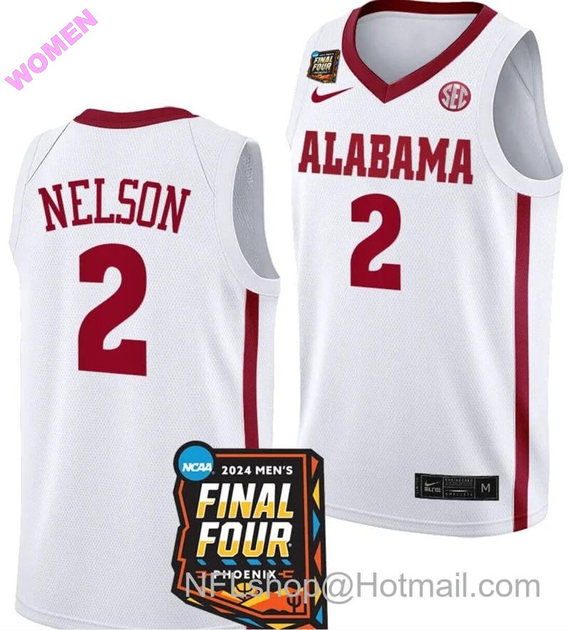 Women's Nike Grant Nelson Jersey #2 Alabama Crimson Tide 2024 NCAA March Madness Final Four Basketball White