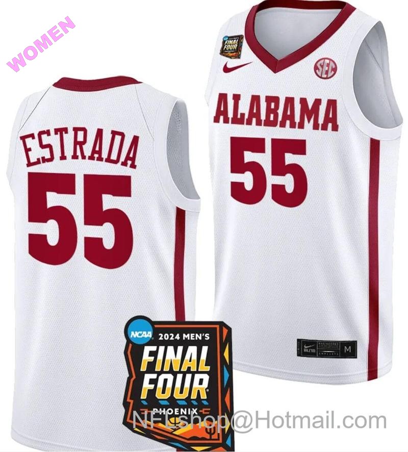 Women's Nike Aaron Estrada Jersey #55 Alabama Crimson Tide 2024 NCAA March Madness Final Four Basketball Crimson