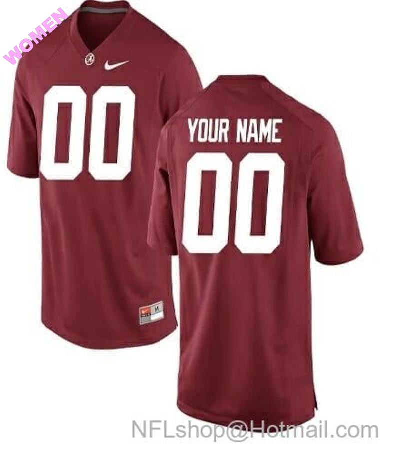 Women's Nike Custom Alabama Crimson Tide Jersey College Football Red