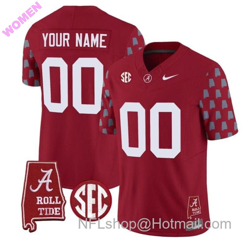 Women's Nike Custom Alabama Crimson Tide Jersey Name and Number Vapor College Football Limited Stitched Crimson