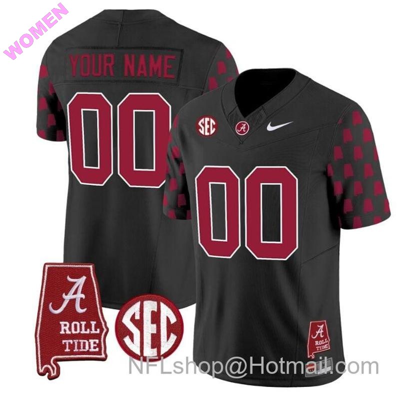 Women's Nike Custom Alabama Crimson Tide Jersey Name and Number Vapor College Football Limited Stitched Black