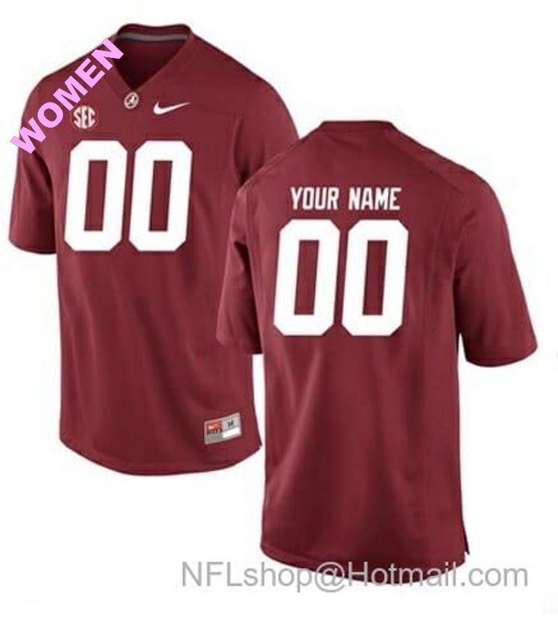 Women's Nike Alabama Crimson Tide Custom Jersey Name Number Football Red