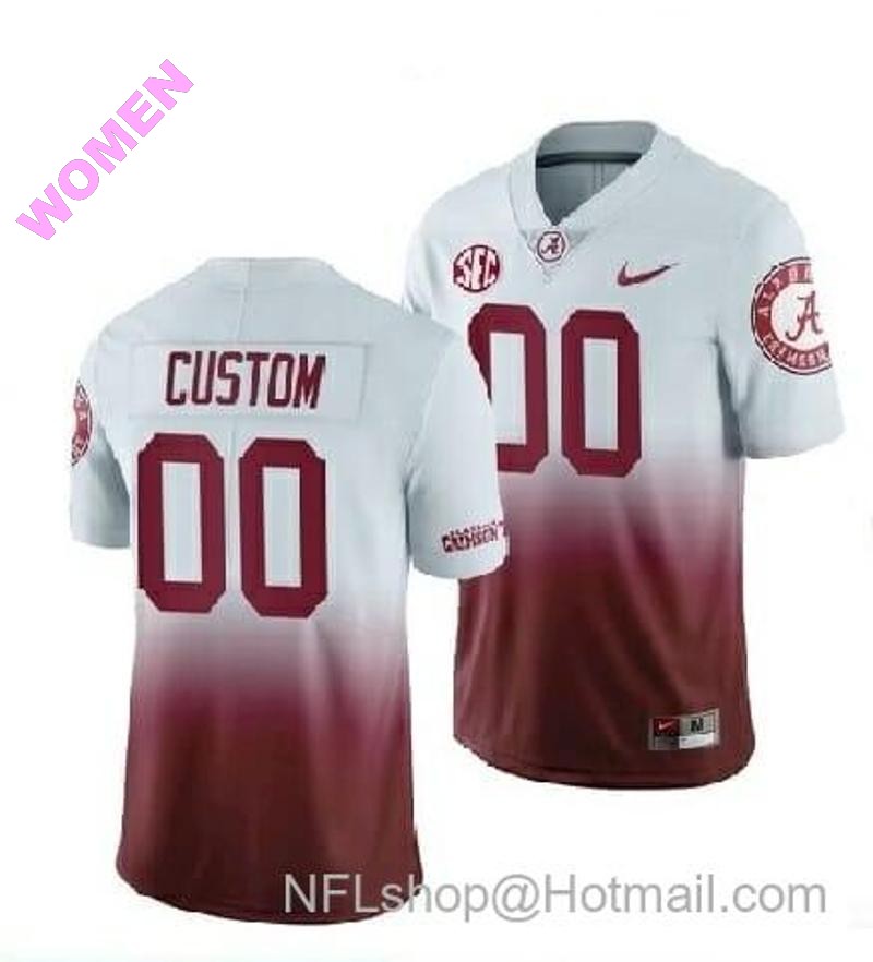 Women's Nike Alabama Crimson Tide Custom Jersey Name Number Football Red White