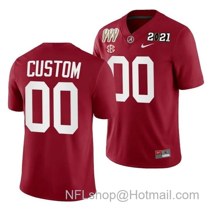 Men's Nike Custom Alabama Crimson Tide Jersey 3X CFP National Championship Winner Crimson