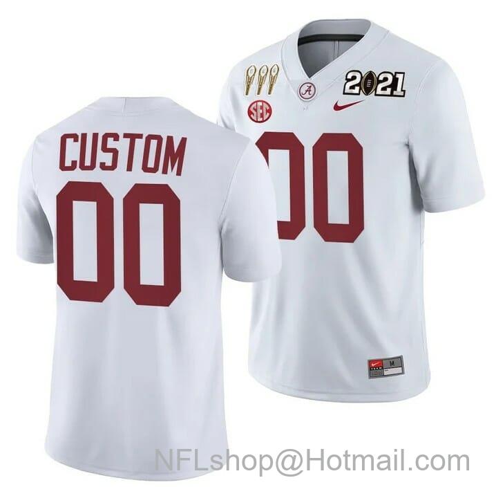 Men's Nike Custom Alabama Crimson Tide Jersey 3X CFP National Championship Winner White