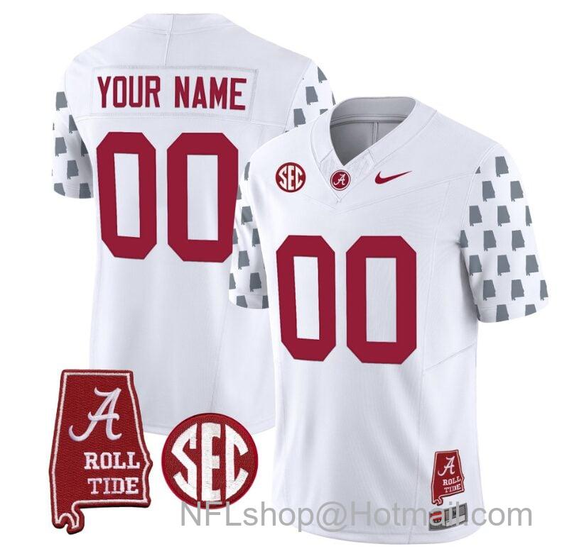 Men's Nike Custom Alabama Crimson Tide Jersey Name and Number Vapor College Football Limited Stitched White