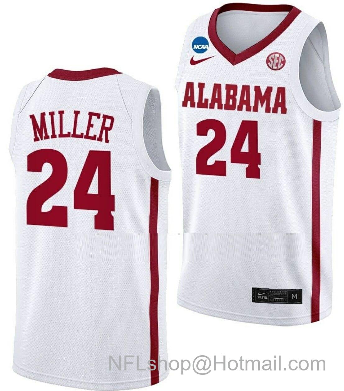 Men's Nike Brandon Miller Jersey Alabama Crimson Tide College Basketball 2023 NCAA March Madness White #24