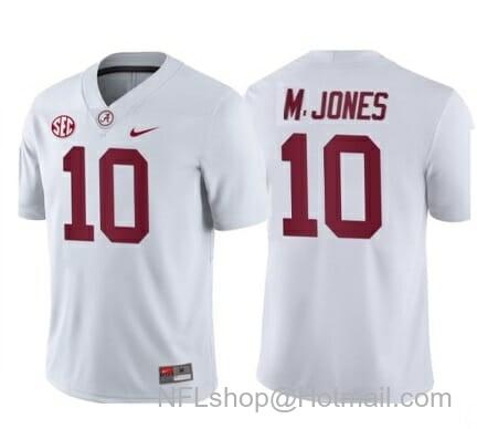 Men's Nike Alabama Crimson Tide #10 Mac Jones Football Jersey White