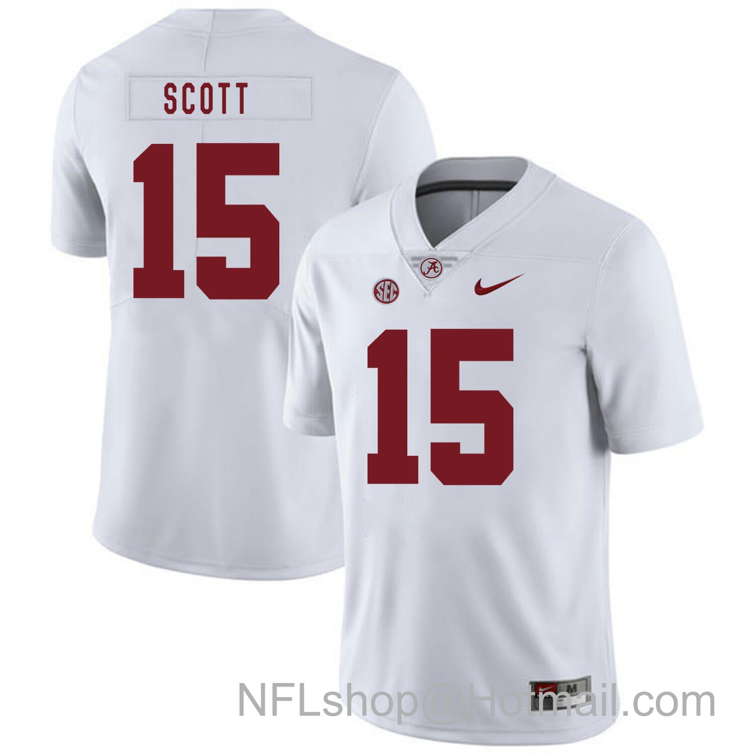 Men's Nike Alabama Crimson Tide #15 JK Scott College Football Jersey White