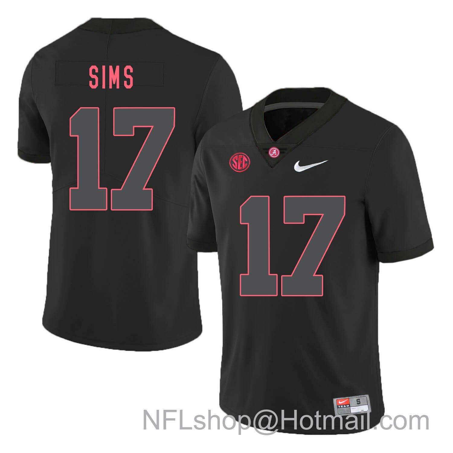 Men's Nike Alabama Crimson Tide #17 Cam Sims College Football Jersey Black