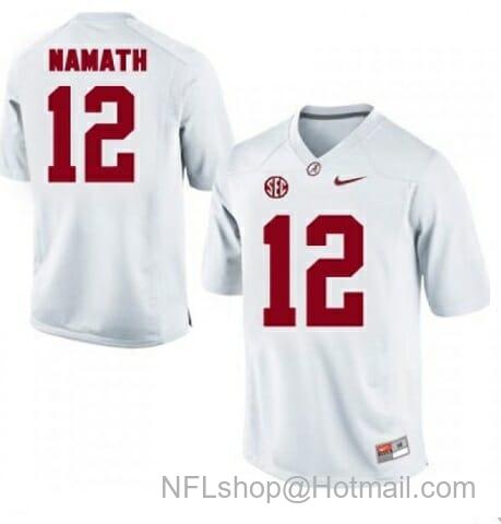 Men's Nike Alabama Crimson Tide #12 Joe Namath NCAA Football Jersey White