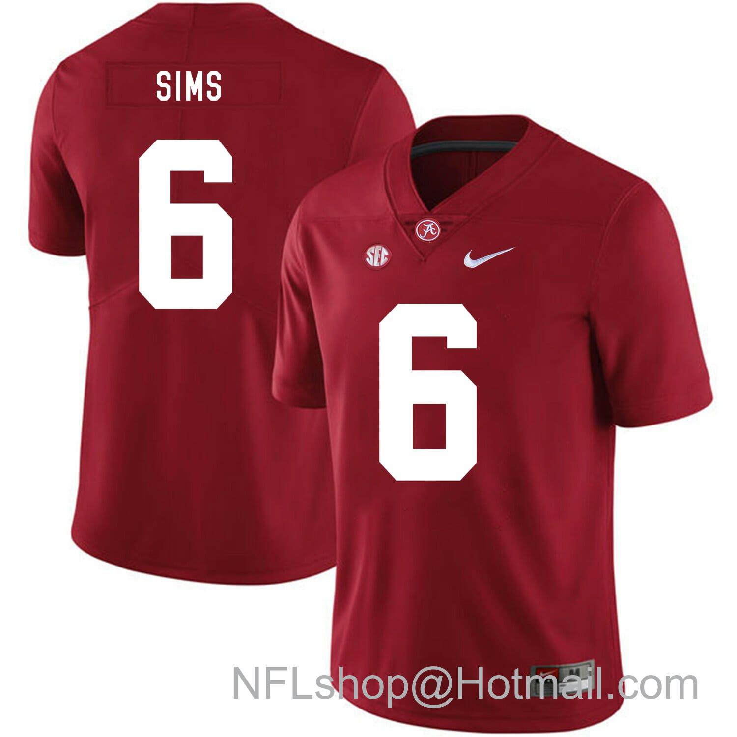 Men's Nike Alabama Crimson Tide #6 Blake Sims College Football Jersey Red