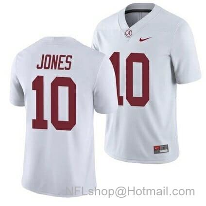 Men's Nike Alabama Crimson Tide #10 Mac Jones NCAA Football White Jersey