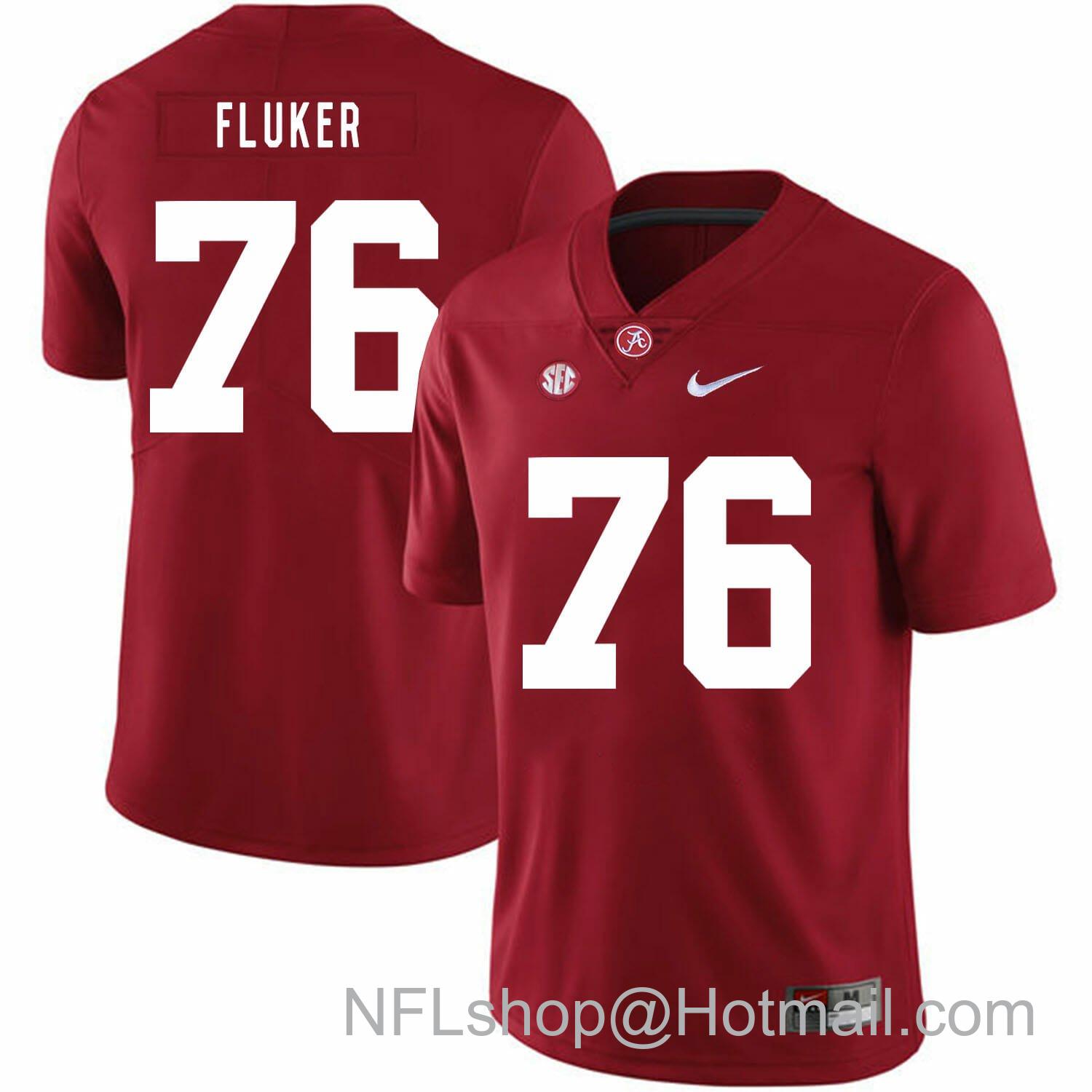 Men's Nike Alabama Crimson Tide #76 D.J. Fluker College Football Jersey Red