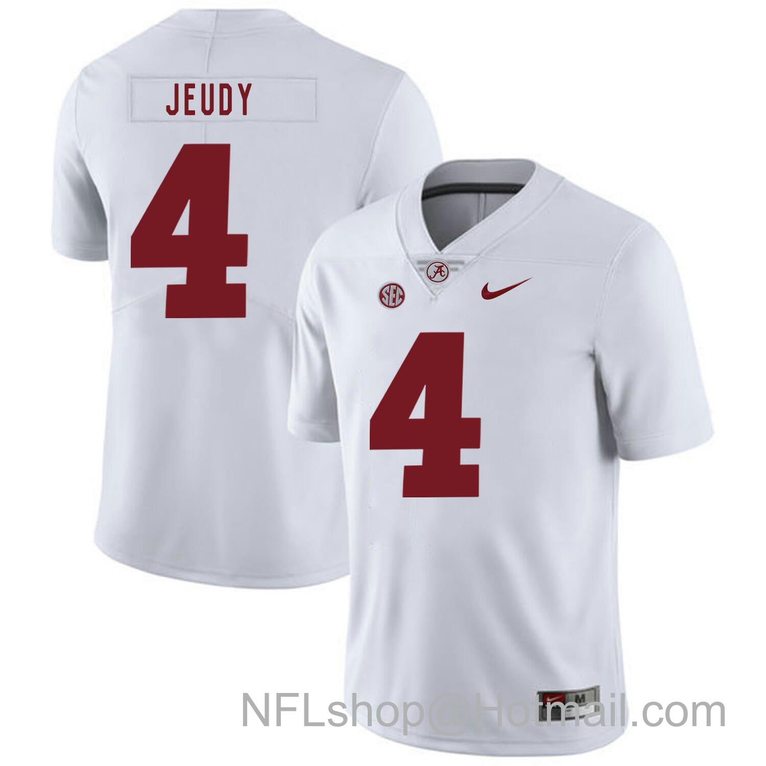 Men's Nike Alabama Crimson Tide #4 Jerry Jeudy College Football Jersey White