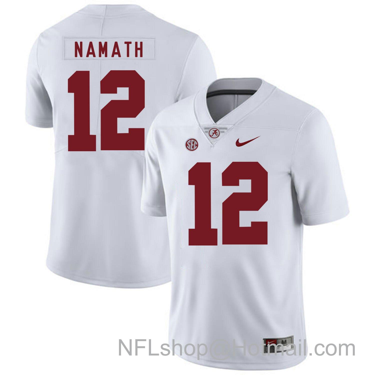 Men's Nike Alabama Crimson Tide #12 Joe Namath College Football Jersey White