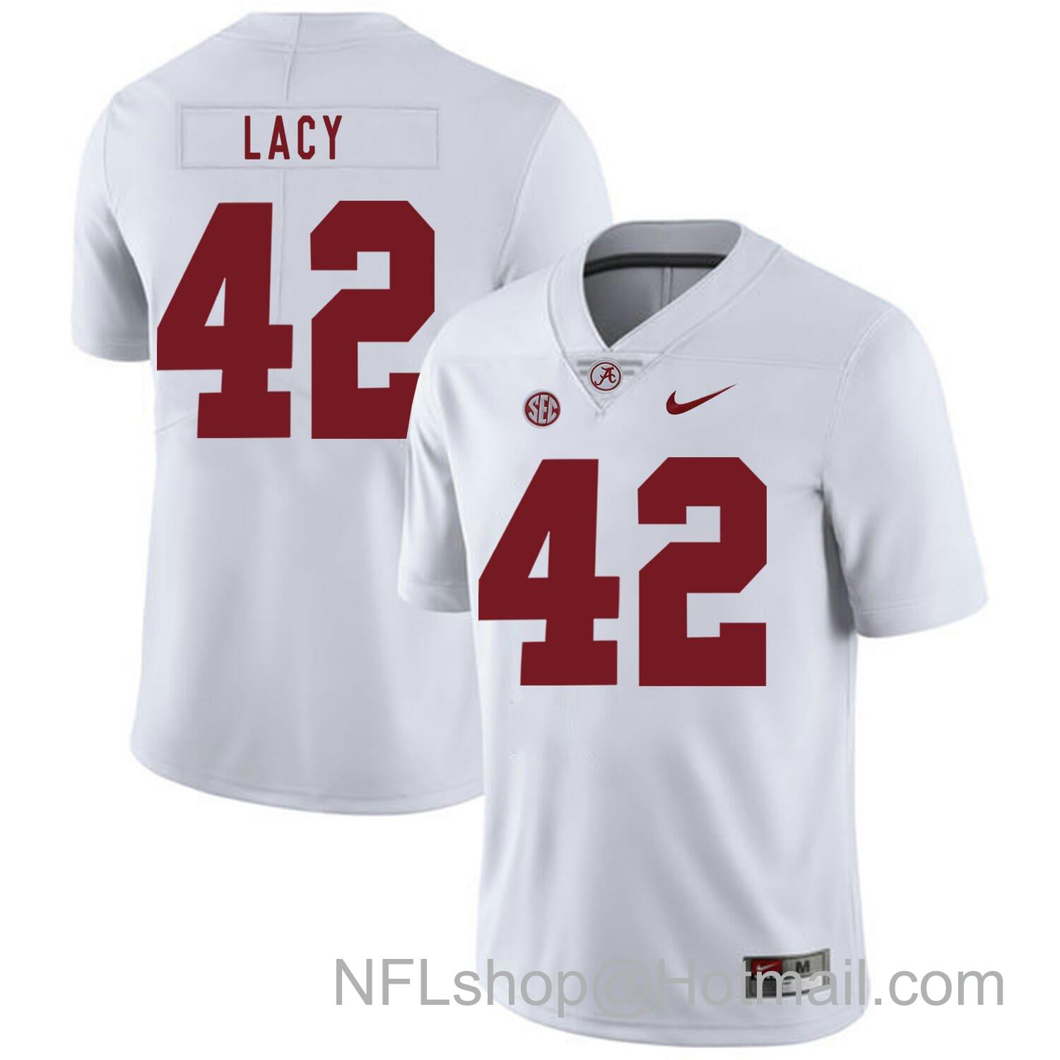 Men's Nike Alabama Crimson Tide #42 Eddie Lacy College Football Jersey White