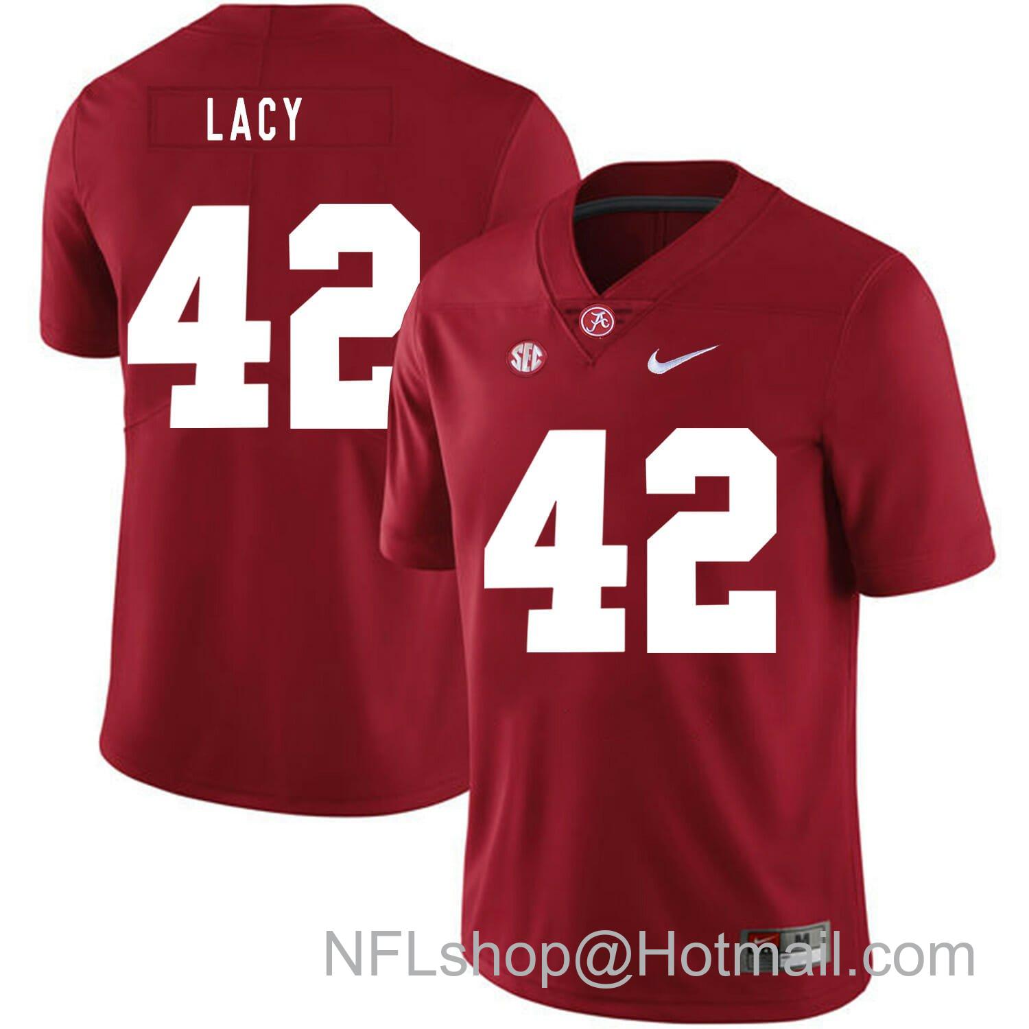 Men's Nike Alabama Crimson Tide #42 Eddie Lacy College Football Jersey Red