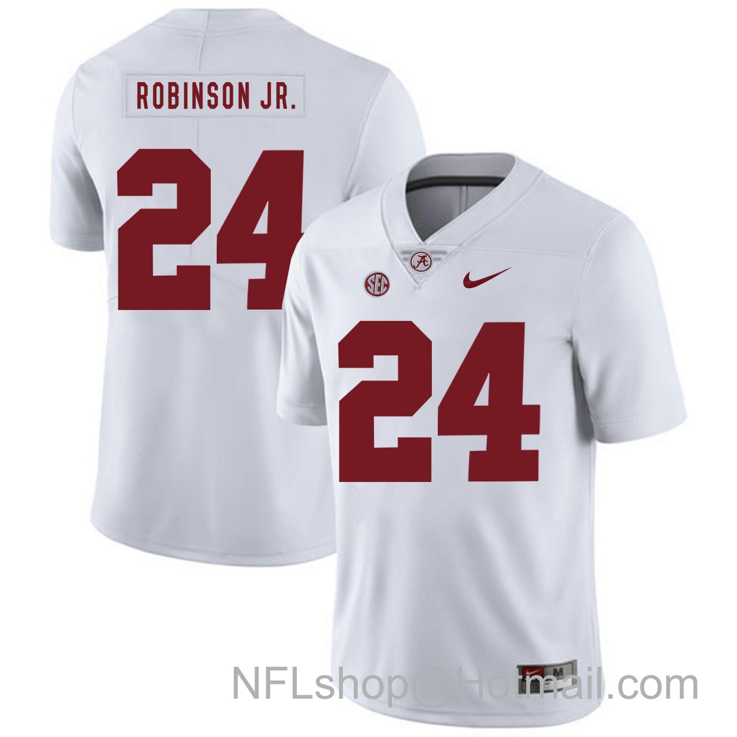 Men's Nike Alabama Crimson Tide #24 Brian Robinson Jr. Football Jersey White