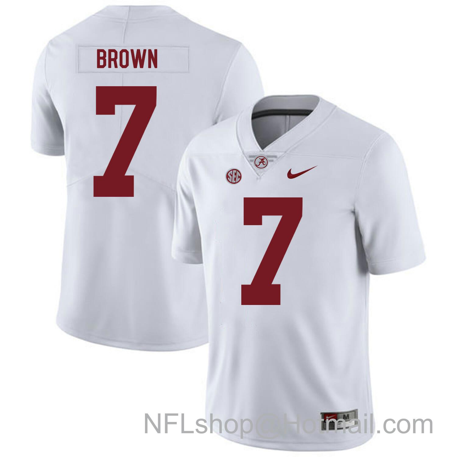 Men's Nike Alabama Crimson Tide #7 Tony Brown College Football Jersey White