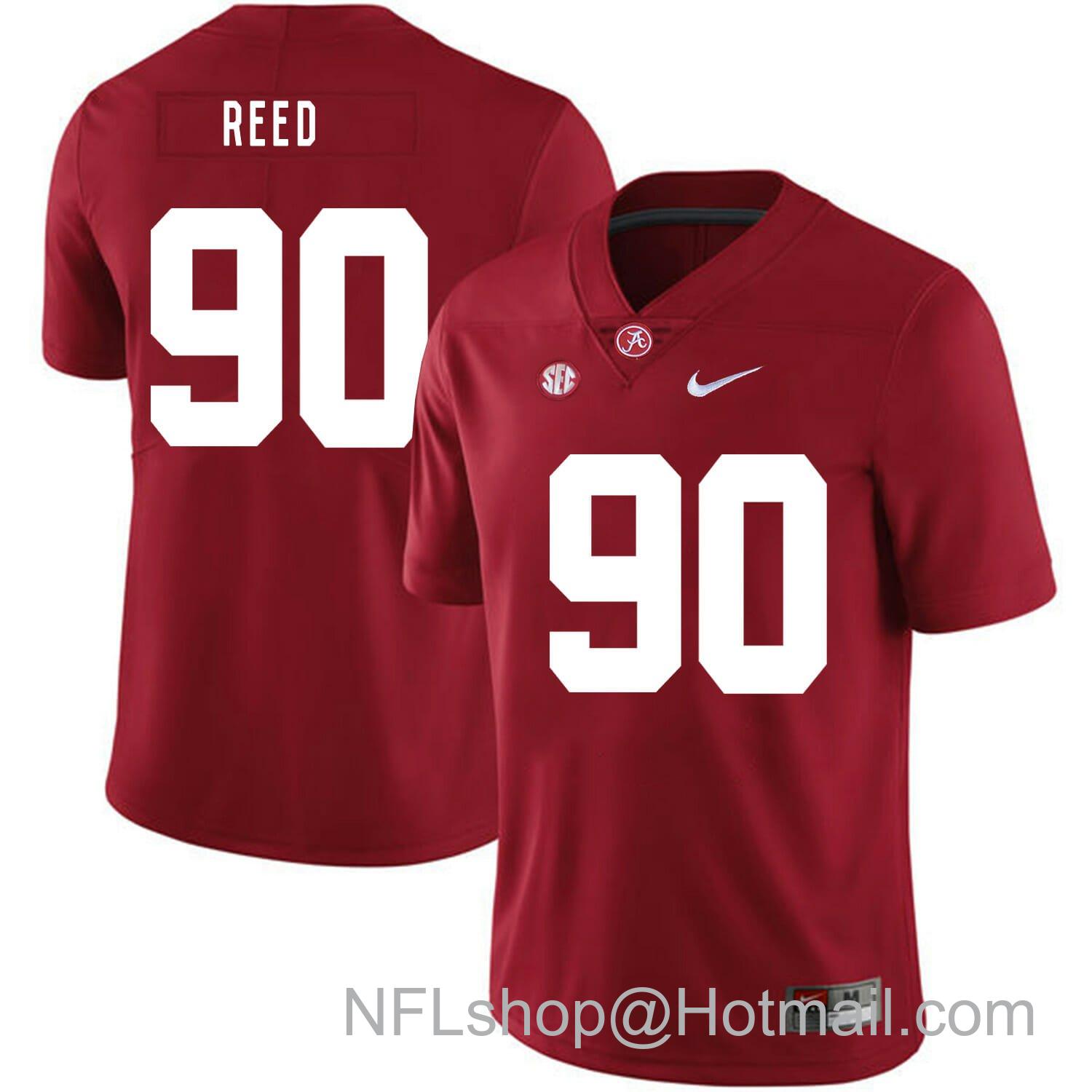 Men's Nike Alabama Crimson Tide #90 Jarran Reed College Football Jersey Red