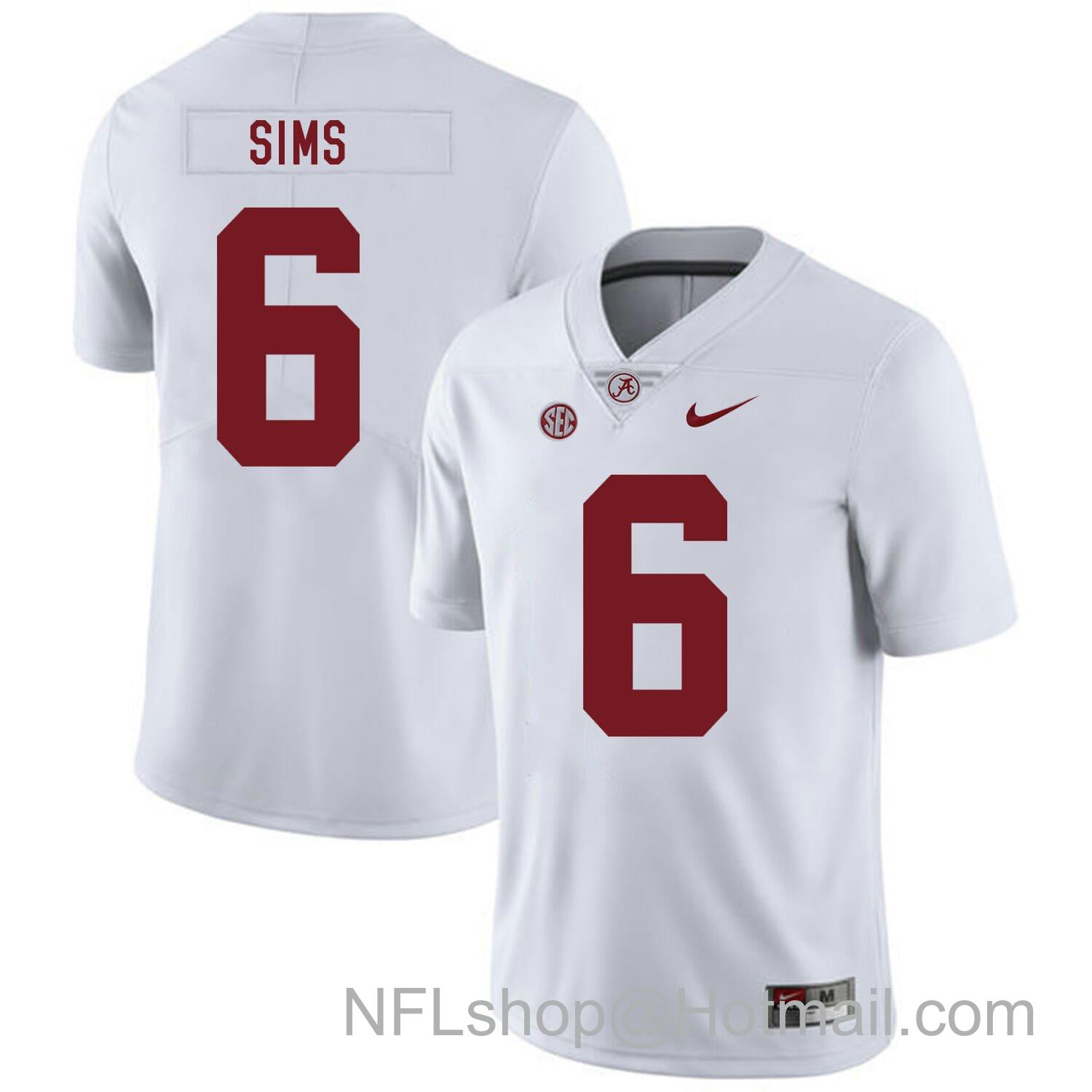 Men's Nike Alabama Crimson Tide #6 Blake Sims College Football Jersey White