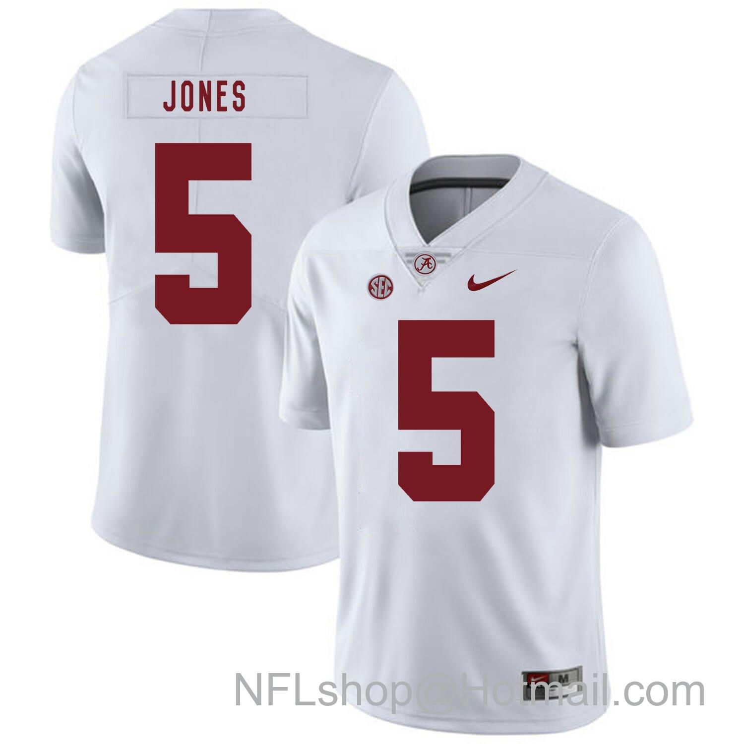 Men's Nike Alabama Crimson Tide #5 Cyrus Jones College Football Jersey White